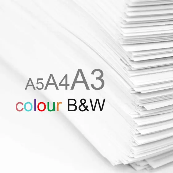 Paper stock in A5, A4 and A3 ready for a run.