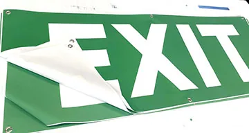 Printed PVC banner with hemmed edges and metal eyelets