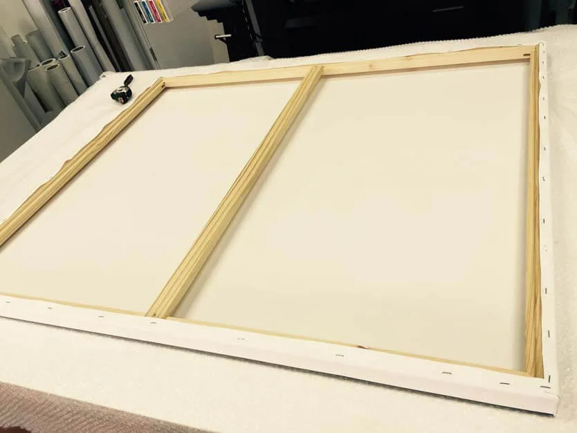 Canvas print stretched over a wooden stretcher frame, seen from the front