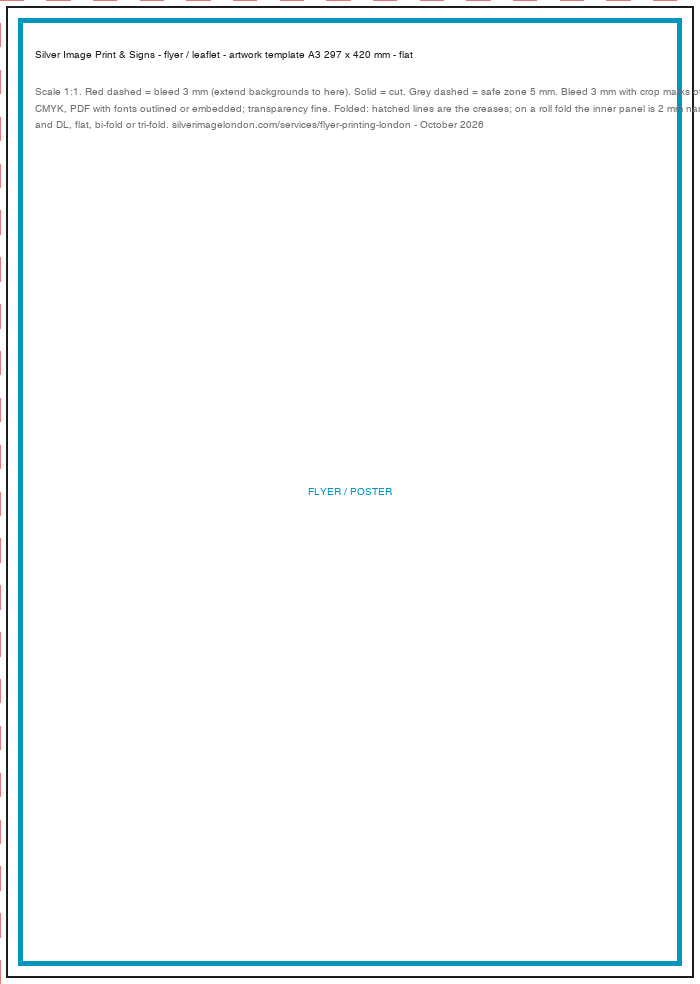 Artwork template for an A3 flyer or poster