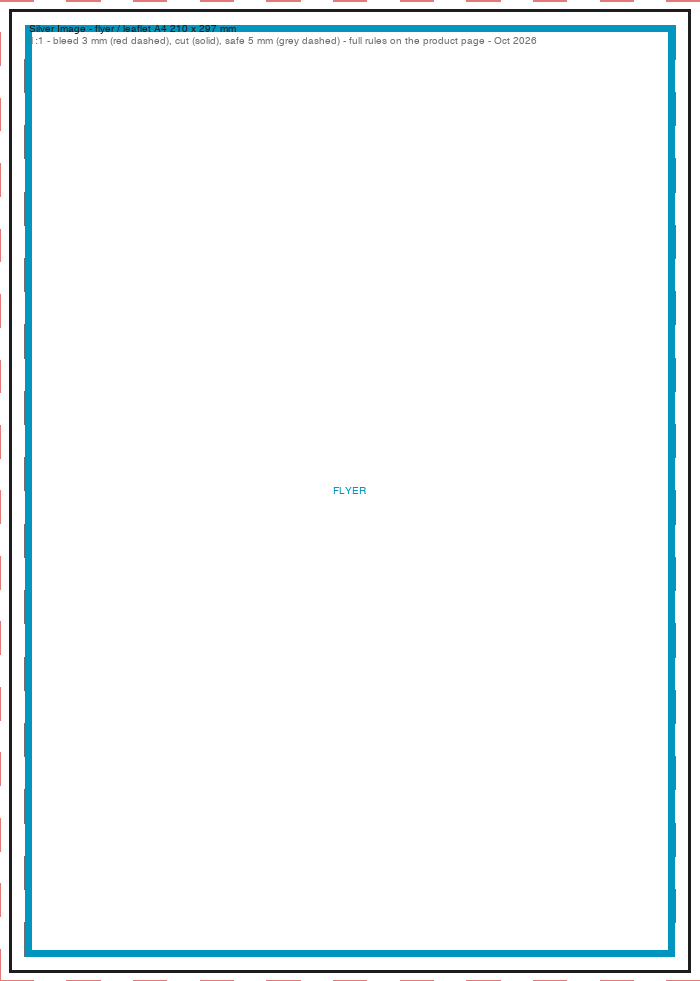 Artwork template for an A4 flyer