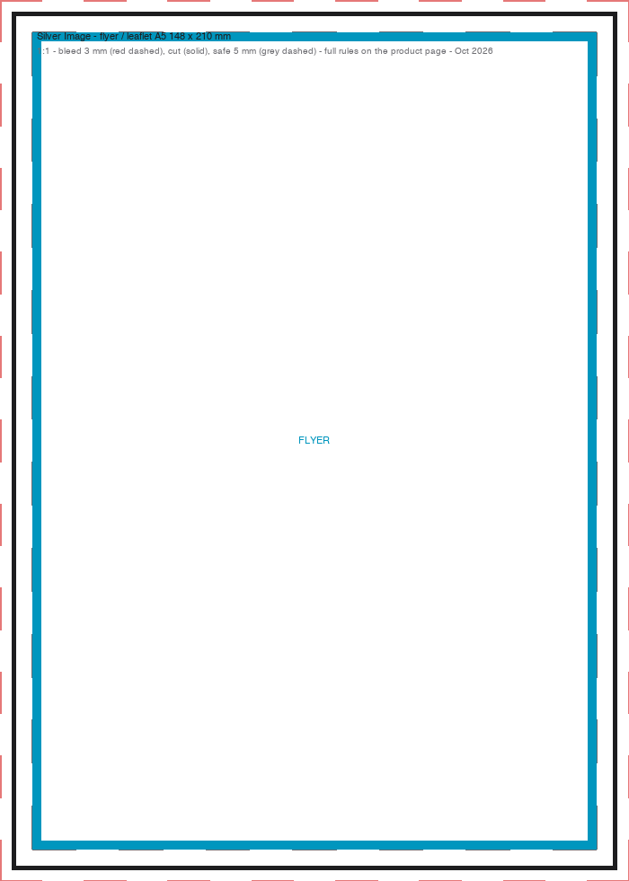 Artwork template for an A5 flyer