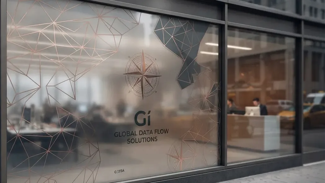 Frosted and printed vinyl graphics applied across an office glass partition