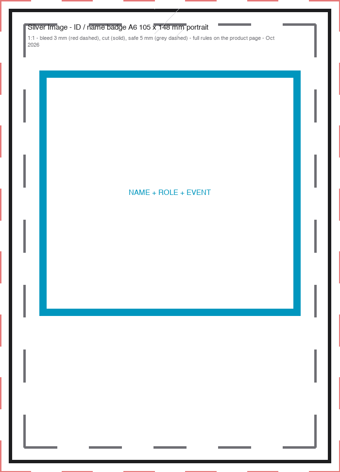 Artwork template for an A6 badge insert