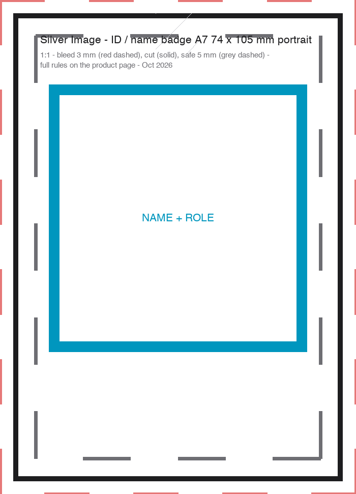 Artwork template for an A7 portrait badge insert
