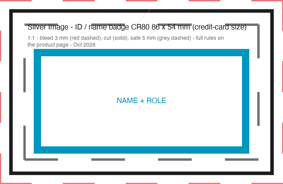 Artwork template for a CR80 credit-card-size badge