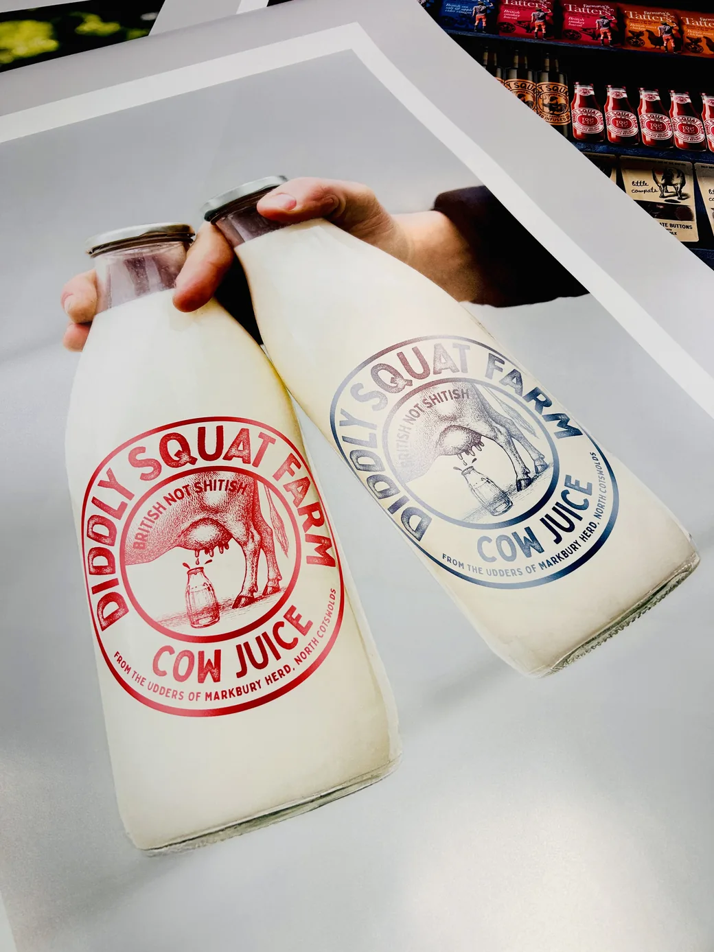 A0 photographic poster printed for Diddly Squat Farm, trimmed and laid flat for checking.