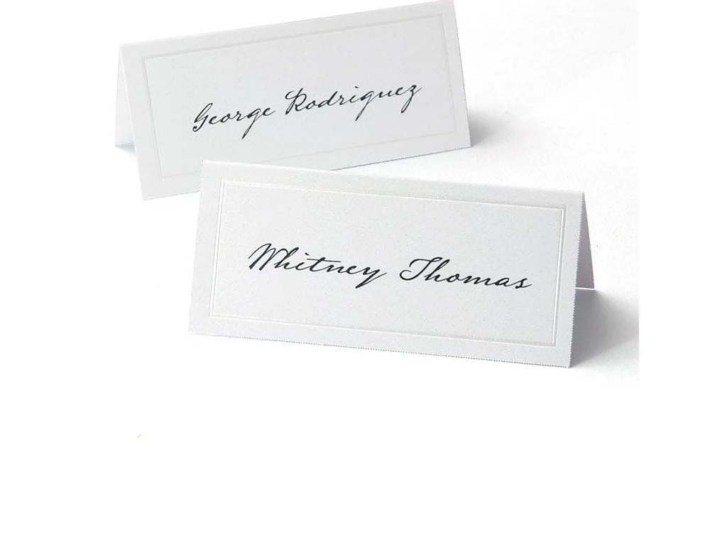 Printed place cards and table name cards for an event
