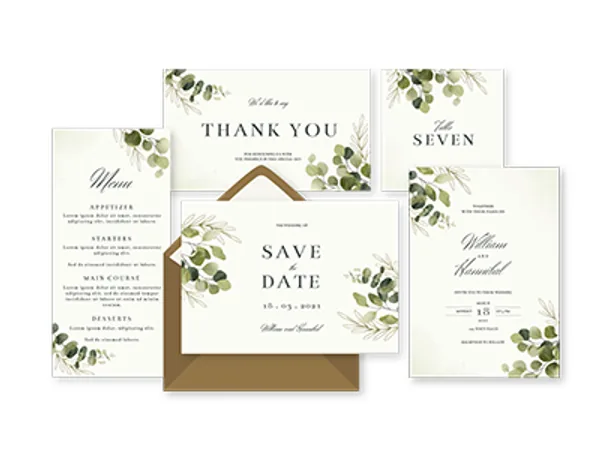 Printed corporate invitations and postcards