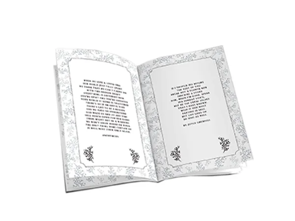 Saddle stitched order of service booklets