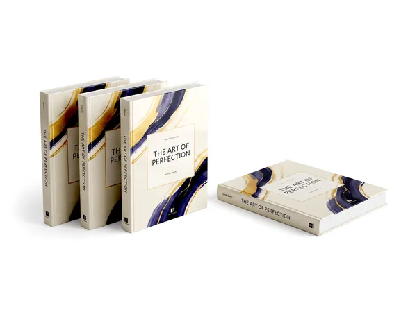 Perfect bound hardback books showing the printed square spine