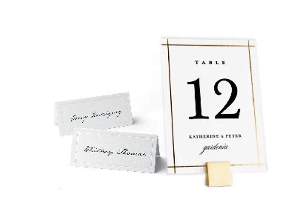 Printed place cards and table name cards