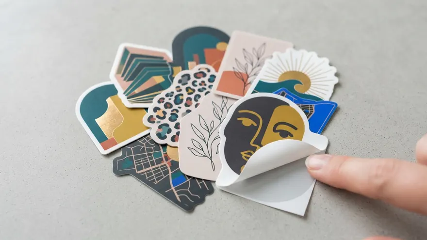 Sheet of die-cut printed vinyl stickers
